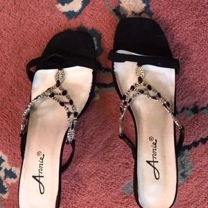 Black heels with crystals